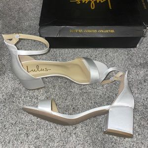 NEW Lulus White Satin Strap Heels